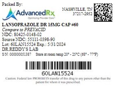 Lansoprazole DR 15mg Cap Qty 60 NDC 80425-0148.jpg Lansoprazole DR 15mg Cap Qty 60 NDC 80425 0148